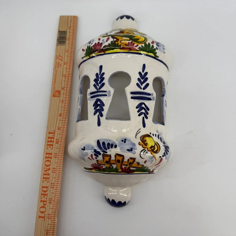 Ceramic Wall Pocket Home Decor Wall‎ Sconce White Hand Painted Mediterranean